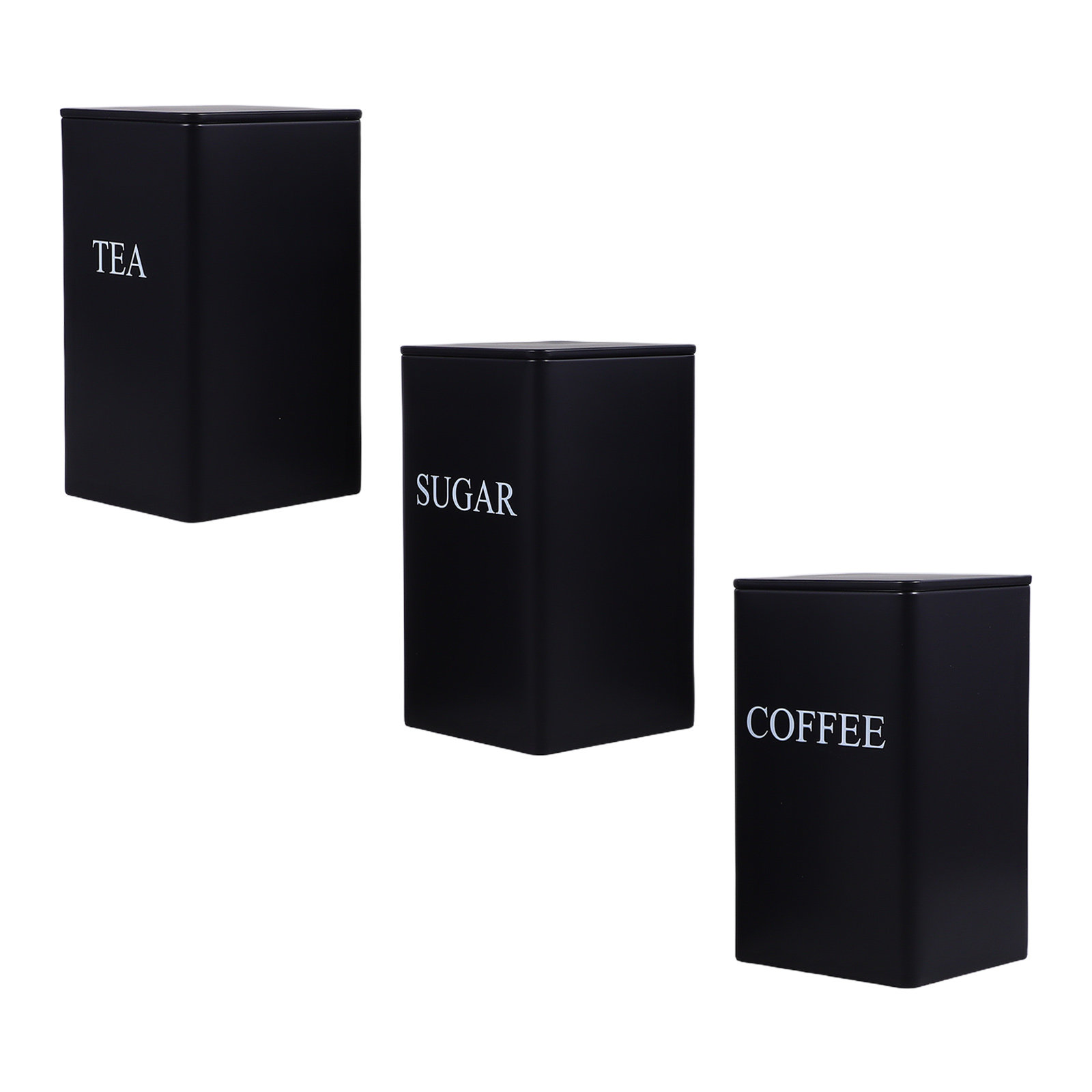 3 sztuki metalowych, czarnych, – Coffee Tea Sugar recenzja i cena
